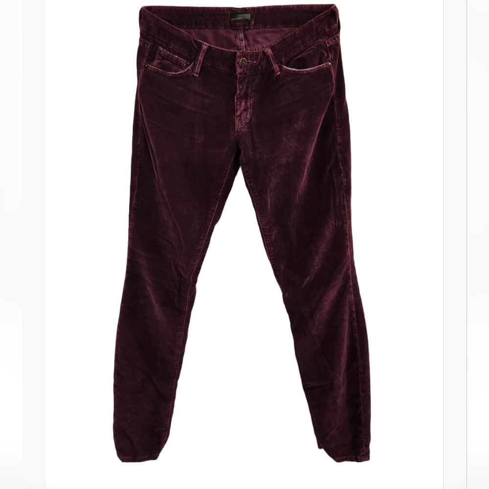 MOTHER Skinny Corduroy Pants in Plum - Picture 9 of 15